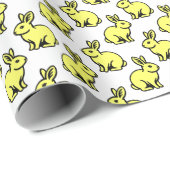 Kaninchenmuster - gelb, schwarz und weiß geschenkpapier (Rolleneckpunkt)