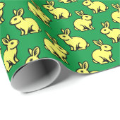 Kaninchenmuster - Lt Gelb, Schwarz und Kelly Green Geschenkpapier (Rolleneckpunkt)