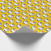 Kaninchenmuster - Schwarz und Weiß mit Bernstein Geschenkpapier (Ecke)