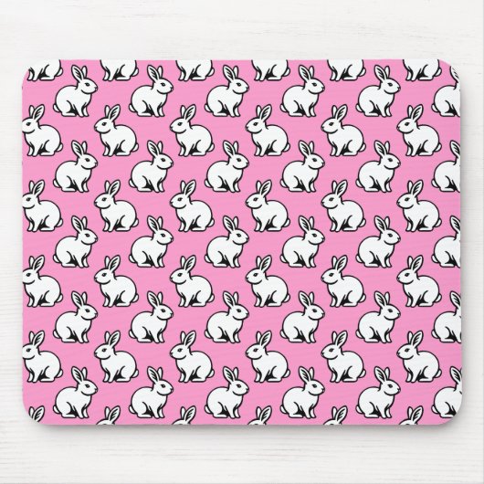 Kaninchenmuster - Schwarz und Weiß mit Rosa Mousepad (Vorne)