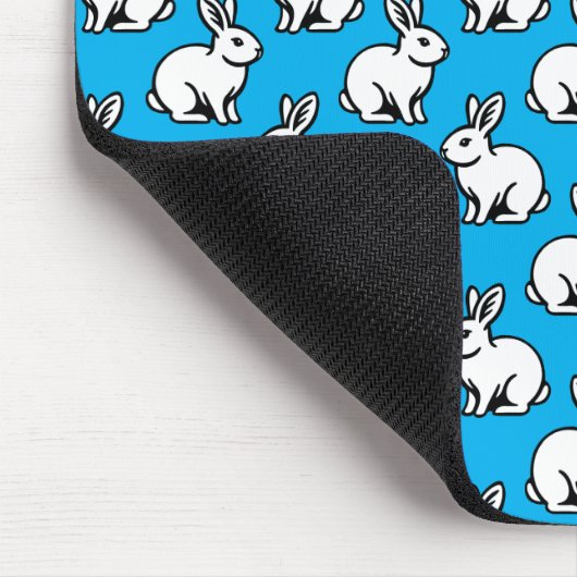 Kaninchenmuster - Schwarz und Weiß mit Sky Blue Mousepad (Ecke)