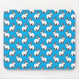 Kaninchenmuster - Schwarz und Weiß mit Sky Blue Mousepad