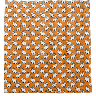 Kaninchenmuster - Schwarz und Weiß und Orange Duschvorhang