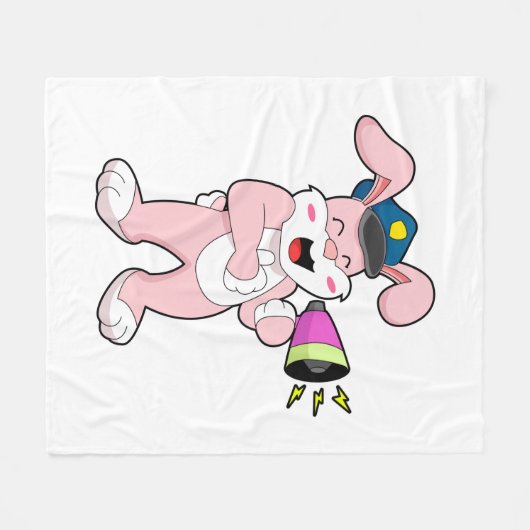 Kaninchenpolizei Mikrofon Fleecedecke (Vorderseite (Horizontal))