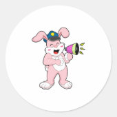 Kaninchenpolizei Mikrofon Runder Aufkleber (Vorderseite)