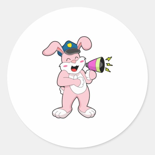 Kaninchenpolizei Mikrofon Runder Aufkleber (Vorderseite)