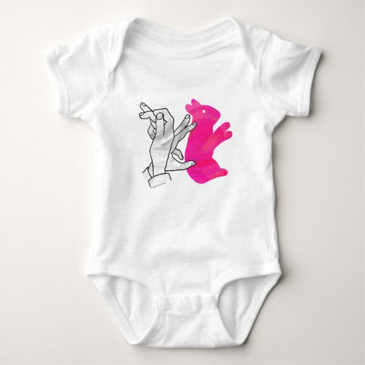 Kaninchenrosa der Hand Silhouette Baby Strampler (Vorderseite)