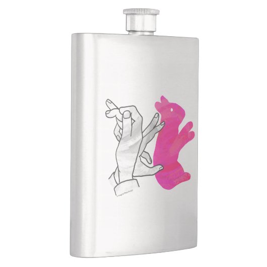 Kaninchenrosa der Hand Silhouette Flachmann (Rechts)