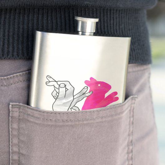 Kaninchenrosa der Hand Silhouette Flachmann (Beispiel)