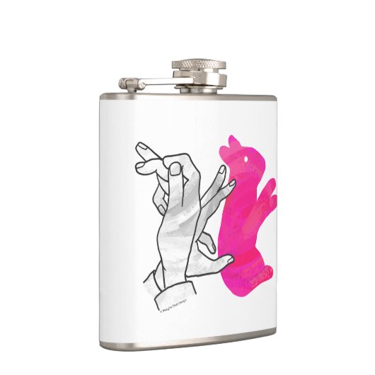 Kaninchenrosa der Hand Silhouette Flachmann (Rechts)