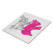 Kaninchenrosa der Hand Silhouette Fliese (Seite)