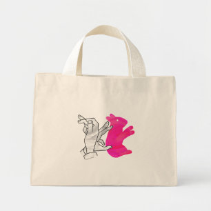 Kaninchenrosa der Hand Silhouette Mini Stoffbeutel