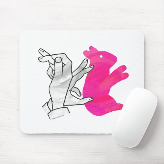 Kaninchenrosa der Hand Silhouette Mousepad (Mit Mouse)
