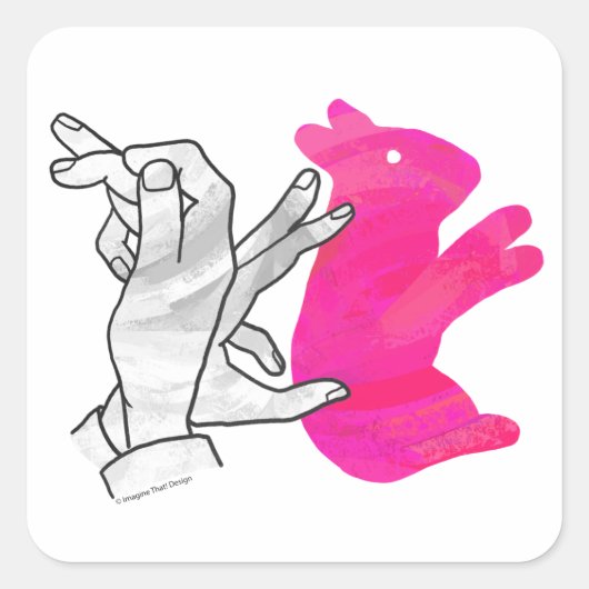 Kaninchenrosa der Hand Silhouette Quadratischer Aufkleber (Vorderseite)