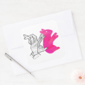 Kaninchenrosa der Hand Silhouette Quadratischer Aufkleber (Umschlag)