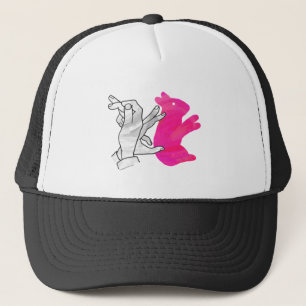 Kaninchenrosa der Hand Silhouette Truckerkappe