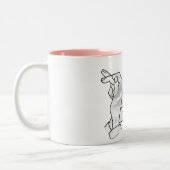 Kaninchenrosa der Hand Silhouette Zweifarbige Tasse (Links)