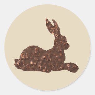 Kaninchenrundkleber mit Braunschokolade, Ostern Runder Aufkleber