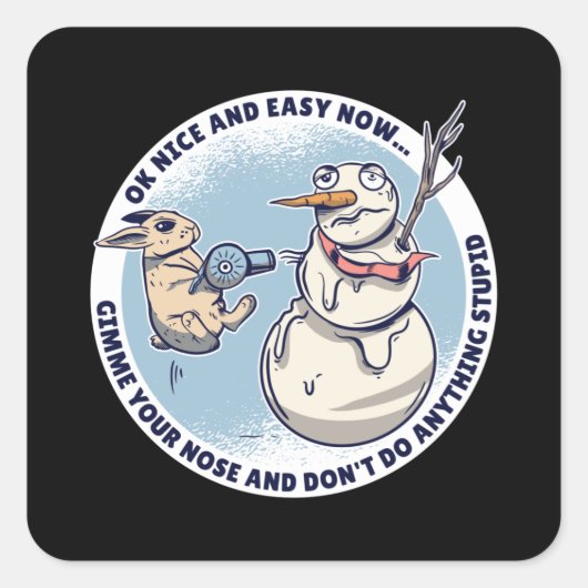 Kaninchenschnee Quadratischer Aufkleber (Vorderseite)