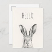 Kaninchenstift Zeichnend - Hallo Postkarte (Vorne/Hinten)
