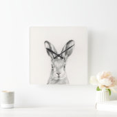 Kaninchenstift Zeichnend Quadratische Wanduhr (Zuhause)