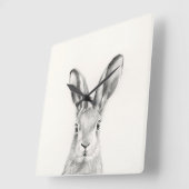 Kaninchenstift Zeichnend Quadratische Wanduhr (Winkel)