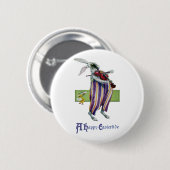 KaninchenViolinist Vintages Ostern Button (Vorne & Hinten)