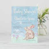 Kaninchenwald Wasserfarbe Unisex Kinderdusche Einladung (Stehend Vorderseite)