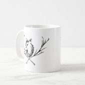 Kanine mit Zweigen schwarz und weiß Kaffeetasse (Vorderseite Links)