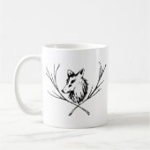 Kanine mit Zweigen schwarz und weiß Kaffeetasse (Links)