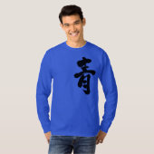 [Kanji] Blau lange Ärmel T-Shirt (Vorne ganz)