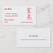 Kanji-Charakter für REIKI Terminkarte (Vorne/Hinten)