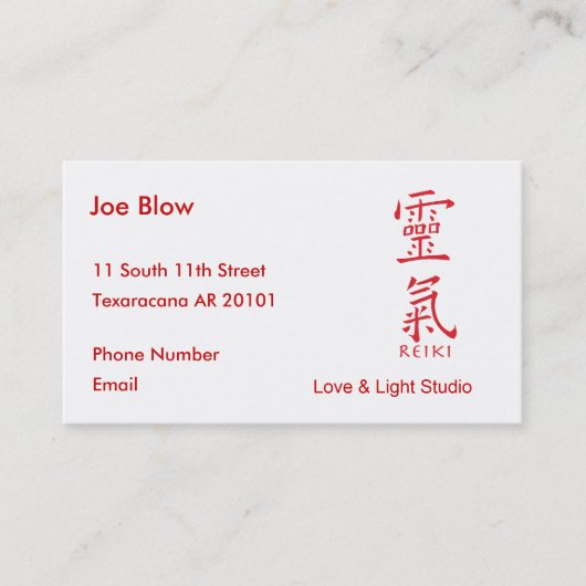 Kanji-Charakter für REIKI Terminkarte (Vorderseite)