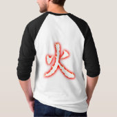 Kanji-der Männer des Feuer-2-Sided 3/4" T-Shirt (Rückseite)