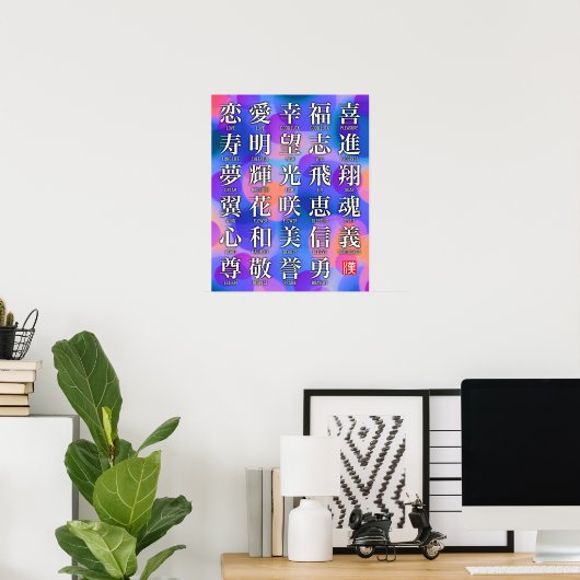 Kanji des Glücks und der Harmonie Poster (Heimbüro)