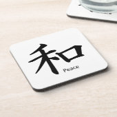 Kanji-Friedenssymbol in Schwarz Getränkeuntersetzer (Linke Seite)