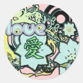 Kanji für Liebe Runder Aufkleber (Vorderseite)