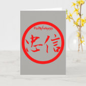 Kanji-Grußkarte | Red Kamon Karte (Gelbe Blume)
