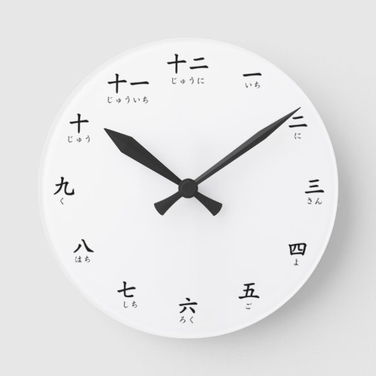 Kanji Hiragana Zahlen Erfahren Sie, auf Japanisch  Runde Wanduhr (Vorderseite)