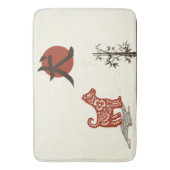 Kanji-Hund auf Beige Badematte (Vorderseite Vertikal)