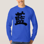 [Kanji] indigofarbene, lange Ärmel T-Shirt (Vorderseite)
