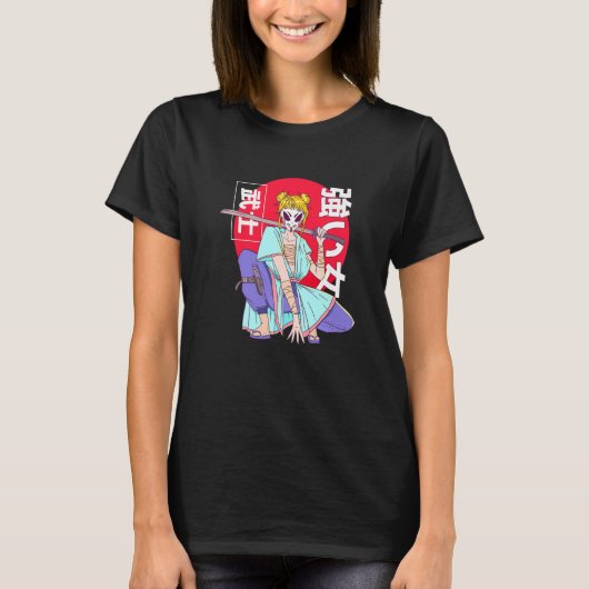 Kanji Japanisch Samurai Ninja Girl Woman T-Shirt (Vorderseite)