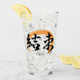 Kanji Kessoku/Unity Japanese Calligraphy Glas