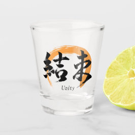 Kanji Kessoku/Unity Japanese Calligraphy Schnapsglas