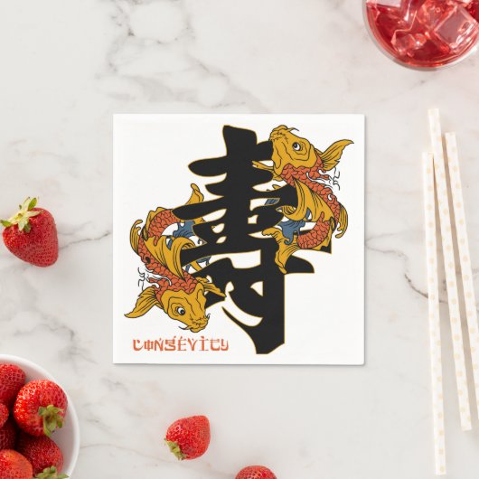 Kanji Koi Fish Langlebigkeit Serviette (Beispiel)