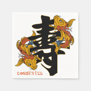 Kanji Koi Fish Langlebigkeit Serviette