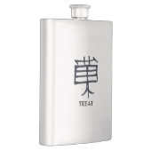 Kanji-Leckerei aus Edelstahl, schwarz Flachmann (Rechts)