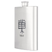 Kanji-Leckerei aus Edelstahl, schwarz Flachmann (Links)