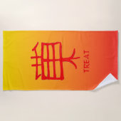 Kanji Leckerei Rot Sonnenuntergang Handtuch (Vorderseite)