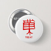 Kanji Leckerei Roter Rundknopf Button (Vorne & Hinten)
